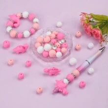 69pcs Silicone Dinosaur Beads Set, 12/15mm Round Silicone Beads With Rhinestones, Assorted Colors, For Jewelry Making DIY, Keychain, Necklace, Bead Pens, Bracelet Decorations And Handmade Accessories - Silicone Dinosaur Beads Mixed - View 4