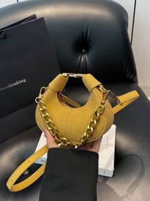 Design Pea-Shaped Mini Messenger Bag For Women, New Style Small Cross-Body Purse For Lipstick, Earphones, Fashionable Butter Yellow Bag For Women - Yellow - View 5