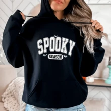 Spooky Season Hoodie Retro Spooky Hoodie Spooky Halloween Hoodie Halloween Hoodie Fall Vibes Hoodie - Black - View 1