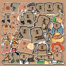 64pcs Capybara Stickers Cute Brown Stickers, Vinyl Stickers For Laptop,Decorate Party Skateboard Phone Case Water Cup Guitar Sticker Sticker Can Diy Sticker