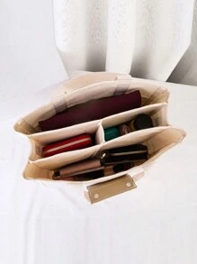 Large Capacity Multi Pocket Shoulder Bag With Compartment, Versatile Handbag With Handles, Black