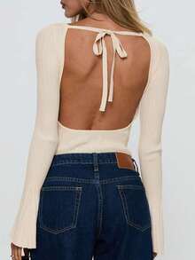 Body sin espalda para mujer, diseño de moda - Albaricoque - Ver 3