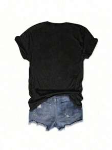 100% Cotton T-Shirt Women's Letter Print Short-Sleeved T-Shirt, COWGIRL Short-Sleeved, Fashionable And Versatile Tops