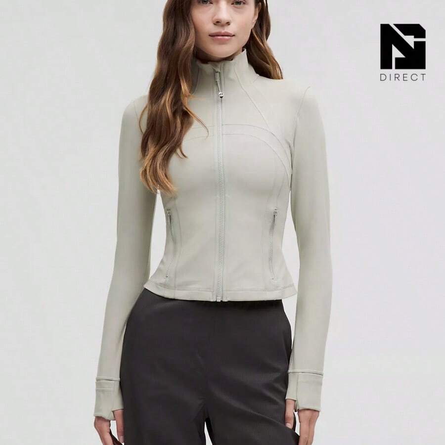 Lululemon Define Cropped Jacket Nulu-For Yoga Gym Running-Sweat-Wicking-Yoga-All Seasons Sport-Spring/Summer-Autumn/Winter-Prefect Thanks Giving Day & Chrismas Gift - Jade Grey - 查看 1