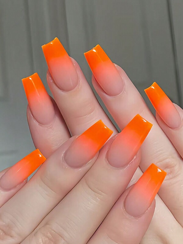 Express Your Love With 24Pcs Press On Nails Kit Elegant Fashion Pink Orange Gradient Orange White Gradient Pink Fake Nails Fashion Orange Red Light Pink Gradient Orange Fake Nails Full Cover Fake Nail Set For Women And Girls Includes Nail Salon With 1 Piece Of Jelly Gel And 1 File Strip Jelly Gel Random Shipment Nail Supplies Nails