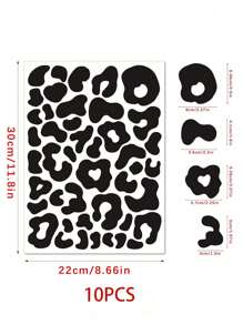 1/3/10 件豹纹自粘墙贴，适用于卧室、客厅、电视背景、家居装饰、DIY 创意墙贴、可移除 PVC 贴纸、贴纸、墙贴、乙烯基贴花，用于家居装饰、春季装饰品，让您的家焕然一新，节日装饰贴纸礼物生日毕业 - 黑與白 - 查看 10