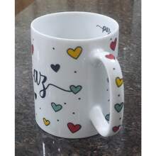 Caneca 300ml - PAZ - Porcelana Decorada - Branco - Visão 3