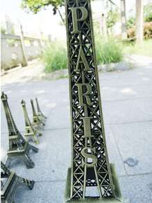 1 pieza Decoración del hogar de la Torre Eiffel de París, adorno creativo, artesanía de metal, modelo de torre de construcción, decoración romántica para boda y Día de San Valentín - Multicolor - Ver 9