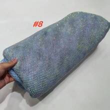 尼日利亚非洲弹力渔网蕾丝面料闪亮钻石婚纱裙装 DIY 缝纫材料 - 彩色 - 查看 11