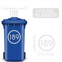 1 件定制反光垃圾桶编号 - 个性化不干胶标签，带有房屋和街道名称，PET 材料，图形印刷