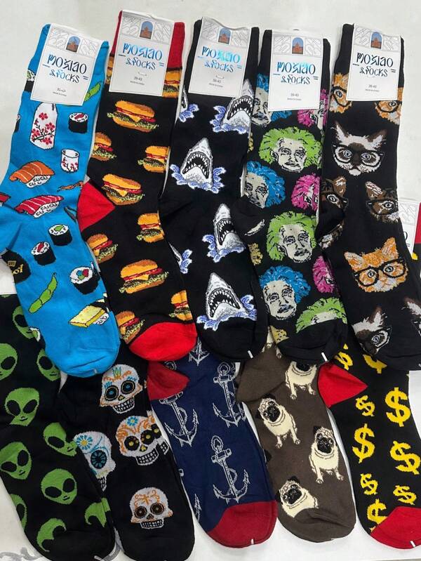 Meias estilosas Unissex 3/4 disponíveis em várias estampas.sem opção de escolha.