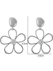 1 Pair Geometric Design Pearl Petal Drop Earrings Winter Gifts - Platinum - View 6