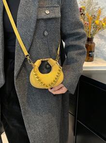 Design Pea-Shaped Mini Messenger Bag For Women, New Style Small Cross-Body Purse For Lipstick, Earphones, Fashionable Butter Yellow Bag For Women - Yellow - View 2