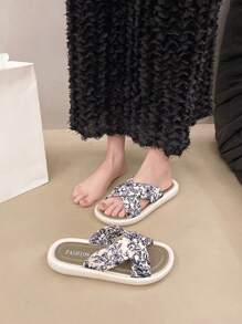 Sandalias de mujer de estilo chino con correa cruzada gruesa de 3,0 cm, tela suave, amigable con la piel, de moda, antideslizante, desgaste, zapatos de playa