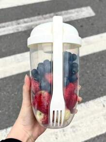 1pc New Salad Mixer, Oatmeal Cups With Spoon And Lid, Low-Fat Milk And Yogurt Cups, Portable Diet Cups, Portable Breakfast Cups