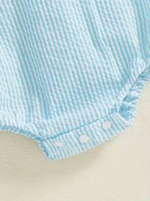 Infant Baby Girl Boy Romper Bodysuit Striped Sleeveless Jumpsuit Overalls One Piece Outfit Summer Clothes - 藍色 - 查看 5