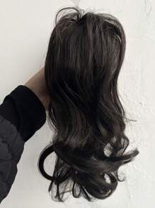 波浪卷曲中长瀑布式假发，自然蓬松高冠增发，半扎发造型，龙骨形发爪，轻盈卷发假发夹，冬季发饰，优雅爪夹，夏季海滩度假风 - 彩色 - 查看 4