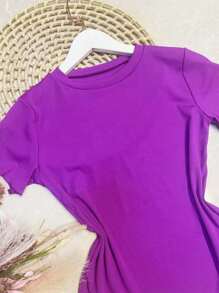Blouse Fabric Stretches VERY GOOD CRANKED Beautiful FASHION - Purple - View 3