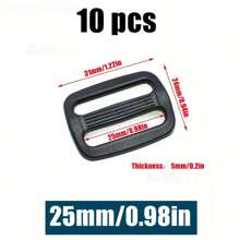 10 Pcs/Pack 15-50mm Webbing Plastic Curve Slider Tri-Glide Adjust Tri-Ring Buckles Backpack Straps Black