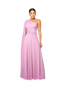 Izabel Tulle Dress Without Shine - Long Bridesmaid Party Dress - Màu Hồng baby - Xem 1