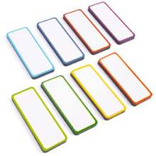 48 piezas (3.2 X 1.2") - Etiquetas magnéticas de borrado en seco con borde de color - Tiras reutilizables para aula, hogar, oficina, garaje, refrigerador, tarjetas borrables y escribibles, etiquetas de nombre para estudiantes, casilleros, estanterías, útiles escolares, de vuelta a clases