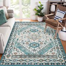 Vintage-Teppich, Flächenteppich, rutschfest, fusselfrei, für den Innenbereich, niedriger Flor, dünner Teppich für Eingangsbereich, Schlafzimmer, Wohnzimmer, Heimdekoration