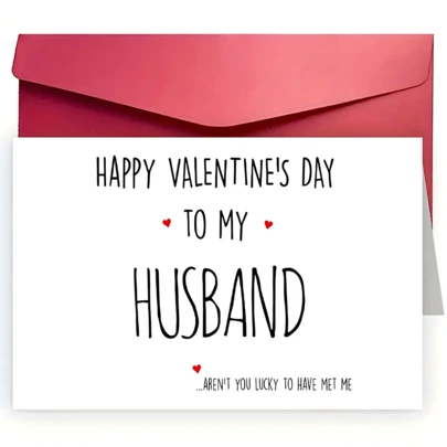1Pc Charming "You're So Lucky You Met Me" Greeting Card With Envelope - Perfect For Valentine's Day, Anniversaries, Birthdays And Christmas - Romantic Love Notes For Couples, Perfect For Valentine's Day Occasions