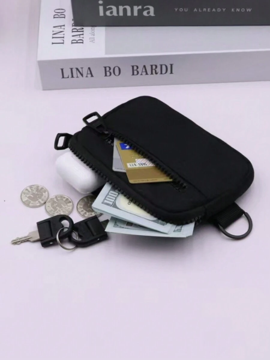 1 个户外多功能包可存放耳机钥匙卡夹休闲风格产品尺寸：14cm * 10cm * 2cm 女士钱包迷你钱包钱包零钱包旅行钱包 - 黑色 - 查看 1