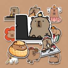 64pcs Capybara Stickers Cute Brown Stickers, Vinyl Stickers For Laptop,Decorate Party Skateboard Phone Case Water Cup Guitar Sticker Sticker Can Diy Sticker