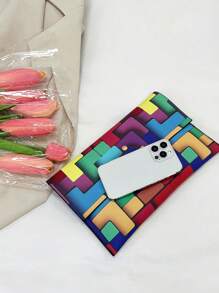 Dedoo New Fashion Colorful Pattern + Anti-Theft Lock Design Envelope Handbag, Suitable For Daily Shopping, Storing Phone, Coins, Cards And Other Items - Multicolor - View 9