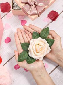 5/25 件带茎红色人造玫瑰，红玫瑰假花婚礼花束真实触感泡沫玫瑰人造花卉人造花茎，适用于新娘 DIY 花束婚礼家居派对装饰，母亲节礼物 - 香檳色 - 查看 9