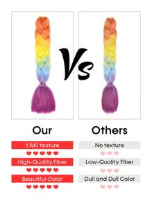 Jumbo Ombre Braiding Hair - Soft, Silky Synthetic Extensions With Glitter Tinsel Highlights (24") - Multicolor - View 5