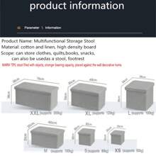 1 件大号亚麻折叠储物凳凳子双人座脚凳储物箱返校宿舍储物