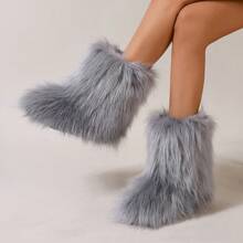 GCCSJ Fur Boots,Women's Mid-Calf Faux Fur Snow Boots - Warm Fluffy Fuzzy Winter Boots With Anti-Flat Sole, Comfortable Furry Ankle Boots For Indoor Home & Outdoor Cold Weather, Stylish Warm Winter Footwear For Daily Walks, Shopping & Snowy Days (Multiple Colors)The Best Gift For Christmas/Halloween
