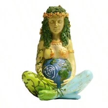 Figura decorativa de la Diosa Gaia, Madre Tierra, artesanía de resina para decoración del hogar y escritorio - Verde - Ver 5