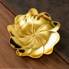 金色高档合金杯垫锡杯架创意杯垫茶具配件金属杯垫防烫隔热杯垫，适用于家庭茶室办公室茶区酒店大堂VIP接待室节日接待亲友 - 彩色 - 查看 22
