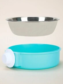 1pc Random Color Cat Bowl, Stainless Steel Pet Bowl, Hanging Cat Feeder, Anti-Spill Water Bowl For Cats, Rabbits, Dogs