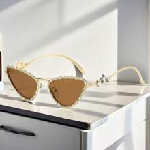 新款猫眼钻石时尚眼镜个性化全金属几何三角形手工星形钻石眼镜