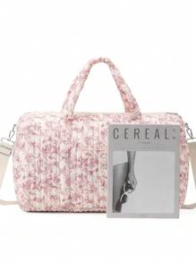 Large Vintage Pink Boston Bag, Suitable For Holding Various Travel Items, Essential For Trips Toiletry Bag Wash Bag Toiletry Travel Bag Makeup Storage Beach Beach Bag Vacation Holiday Essentials School Supplies Travel Essentials Ladies For College Dorm Bathroom Bag For School School Accessories School Stuff - Multicolor - View 7