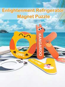 A Box Of Refrigerator Magnet Puzzles, Alphabet Poster,Magnetic Alphabet Letters,Animals, Fruit Stickers, Suitable For Preschool Enlightenment Toys, Good Gifts For Children At Home, Birthday Gifts,Magnet Toy