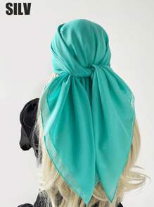 1pc Women Beach Accessories Solid Color Imitation Linen Square Scarf, Headwrap, Bandana, Suitable For Outdoor, Beach, Daily Wear, Holidays - A90 Imitation Cotton and Linen - View 24