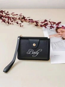 Personalized Women Compact Wallet With Wrist Strap - Customizable Name, Faux Leather, Non-Washable, Convenient Wrist Strap Wallet, Multi-Card Slots & Coin Purse, Perfect For Birthday Gift, Bridesmaid, Valentine's Day, Wedding Anniversary, Polyester Lining, Casual Style - Multicolor - View 19