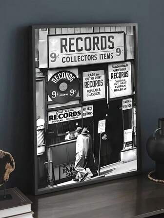 1 幅现代黑白时尚唱片艺术油画海报、卧室墙壁艺术、客厅墙壁装饰、餐厅墙壁装饰、厨房装饰、书房、走廊、宿舍装饰、送给朋友的理想礼物、墙壁艺术、墙壁装饰、家居装饰、房间装饰帆布画、海报、无框 ﻿ ﻿ ﻿ ﻿ ﻿