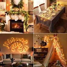 1pc USB Powered 96LED Branch Twig Lights, Led Indoor Wall Decor Artificial Willow Vine Wall Lamp With 8 Modes, Flexible Accent Lighting For Bedroom, Living Room, Wedding, Button Control - 暖白光 - 查看 11