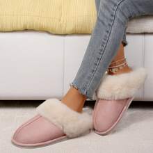 Cozy Women's Slip-On Moccasins With Non-Slip Platform - Ideal For Winter Home Comfort In Soft Plush Fleece Warm House Slippers Women Shoes - 粉色 - 查看 6