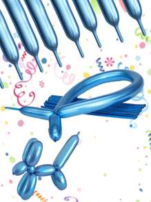 20pcs Metal Long Tube Magic Latex Balloons, DIY Animal Bouquet Creative Shape Latex Balloons For Wedding Birthday Party Decoration - 彩色 - 查看 7