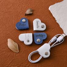 Pinzas organizadoras de cable de datos personalizables con forma de corazón, accesorios organizadores de cable de datos personalizados, pinzas organizadoras de cable de datos con forma de corazón de alta calidad y estilo bohemio - Multicolor - Ver 4