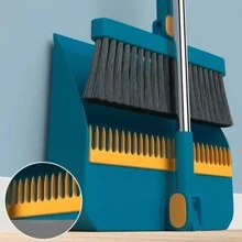 Long Handled Dustpan And Brush Set Strong Metal Handle Dust Pan & Broom Sweeper - Blue - View 9