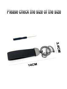 Fashionable Black Faux Leather Unisex Key Chain