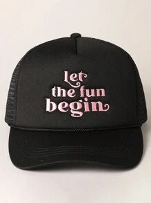 1 Stück Baseballkappe mit Bestickung "Let The Fun Begin", Truckerkappe, leichte atmungsaktive Outdoor Sonnenschutzkappe mit Verstellbarkeit, geeignet für Frühling, Herbst, Reisen, Wandern, Radfahren - Baseball-Netzkappe - Übersicht 2